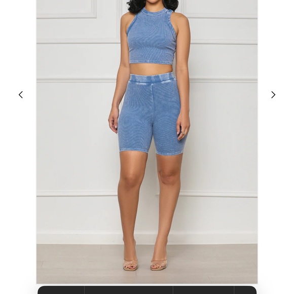 Contour Ribbed Biker Short Set (Blue) - Picture 4 of 4